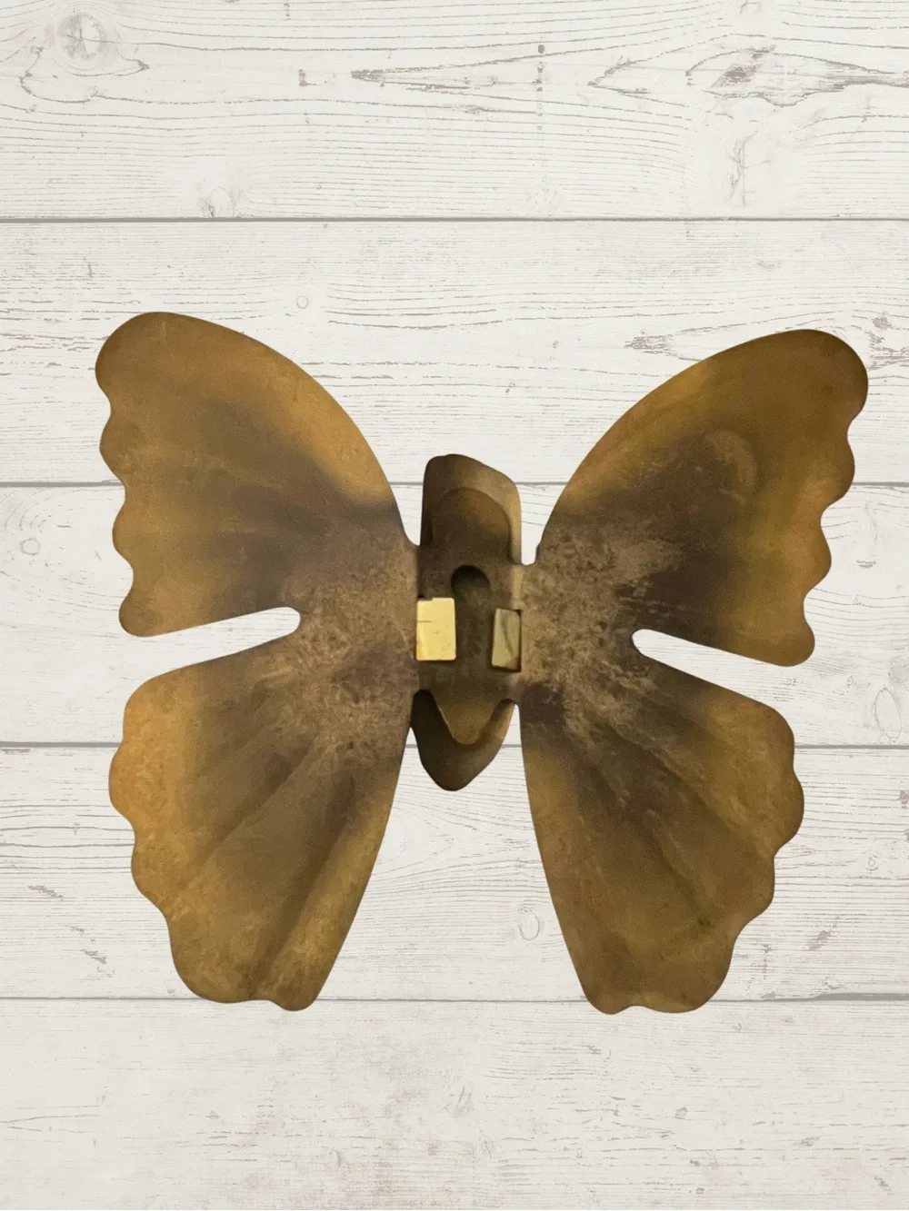 Vintage Brass Butterfly Wall Hanging Art Set of 3 Flame Treated 70s MCM Decor